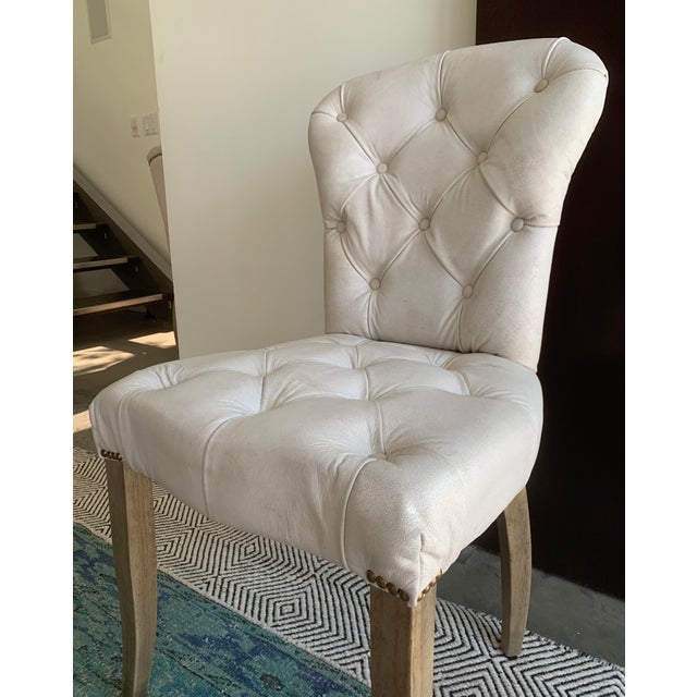 Distressed Off White Leather “Chester” Chair by Timothy Oultan Chairish