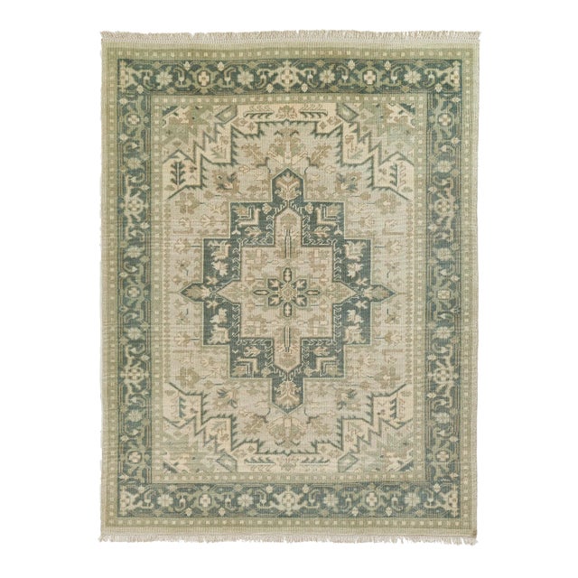 Erin Gates by Momeni Concord Green Hand Knotted Wool Area Rug 5'6" X 8'6" For Sale