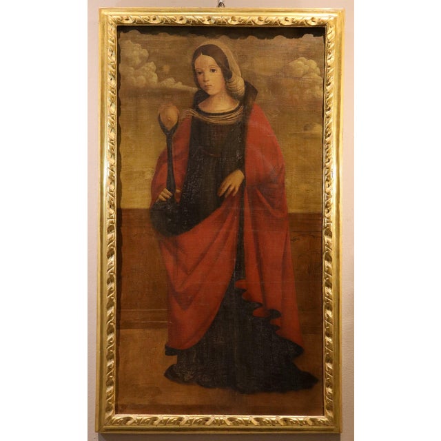 Francesco di girolamo da santacroce (venice, 1516-1584) saint agatha oil on canvas 126 x 68 cm. - framed 137 x 80 cm. the...