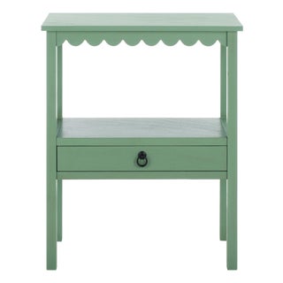 Heaven Scalloped Low Drawer Accent Table in Sage Green For Sale