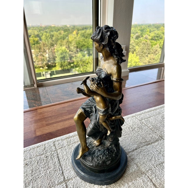 Classical Roman 1990s Mother and Child Bronze Statue For Sale - Image 3 of 3