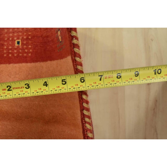 Gabbeh Rug 4’8” X 6’9” Orange Wool Contemporary Hand-Knotted Carpet For Sale - Image 10 of 12