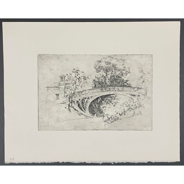 William Meyerowitz (1893-1981) etching on paper of a Bridge. Unsigned. Printed by Allen Sloane (1902-1999). From his New...