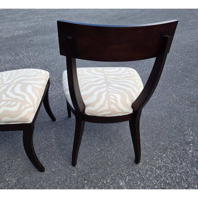 Pair Ethan Allen Hathaway Klismos Dining Side Chairs Zebra Print French Regency 1990s For Sale - Image 9 of 14