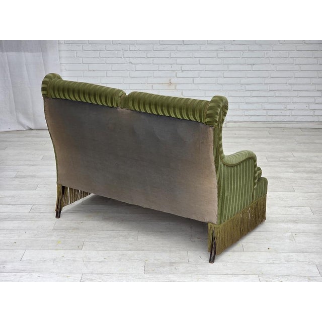 Vintage Danish Two-Seater Sofa in Green Furniture Velour, 1950s For Sale - Image 12 of 18