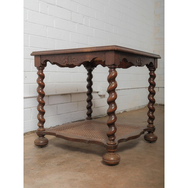 Early 20th Century Antique Oak Tile-Top Side Table With Nautical Scene and Barley Twist Legs For Sale - Image 5 of 8