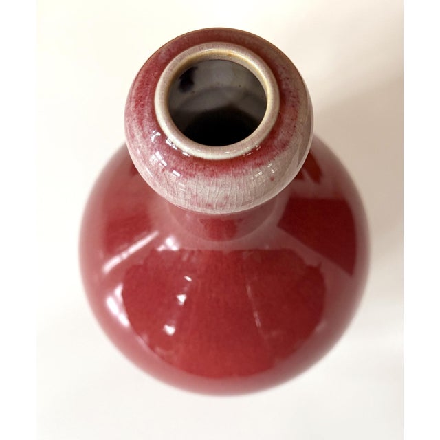Tall Antique Chinese Langyao Red Porcelain Vase Qing Qianlong Mark For Sale - Image 9 of 18