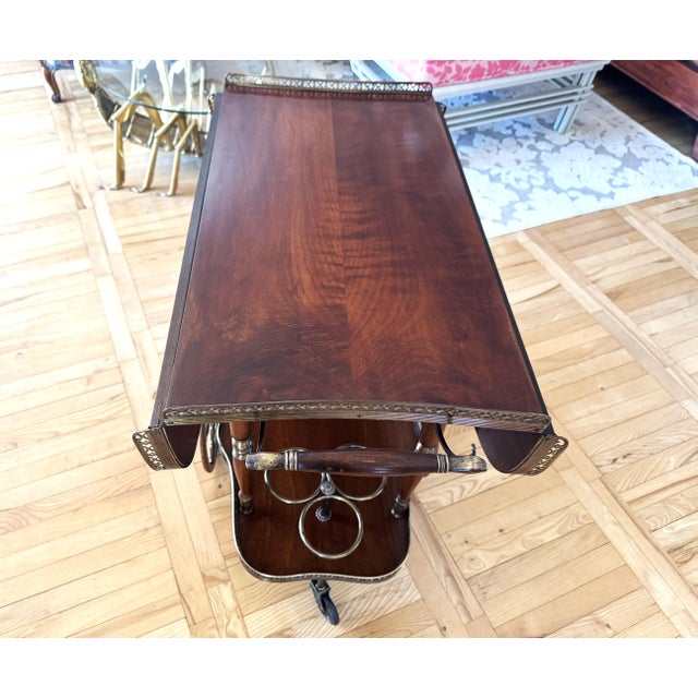 Mid-Century Bar Cart with Folding Leaves and Brass Gallery, 1960s For Sale - Image 15 of 18