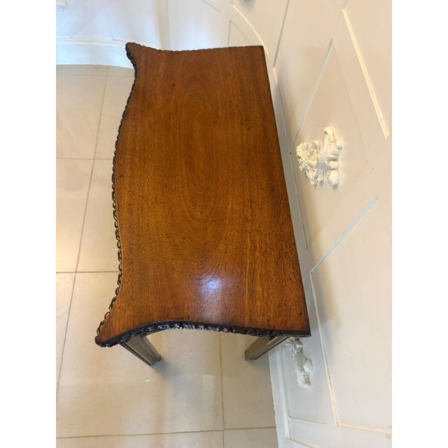 Antique Georgian Chippendale Mahogany Serpentine Console Card Table, 1770s For Sale - Image 4 of 12