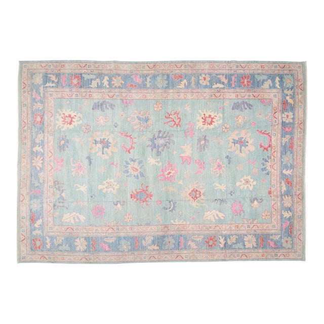 1990s Anatolian Oushak Hand Knotted Rug With Soft Texture,12'X17'8" For Sale