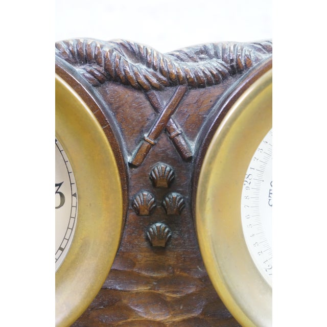 Mid 20th Century Rare Chelsea Carved Dolphin Nautical Maritime Ship Mantel Clock & Barometer 25" For Sale - Image 11 of 16