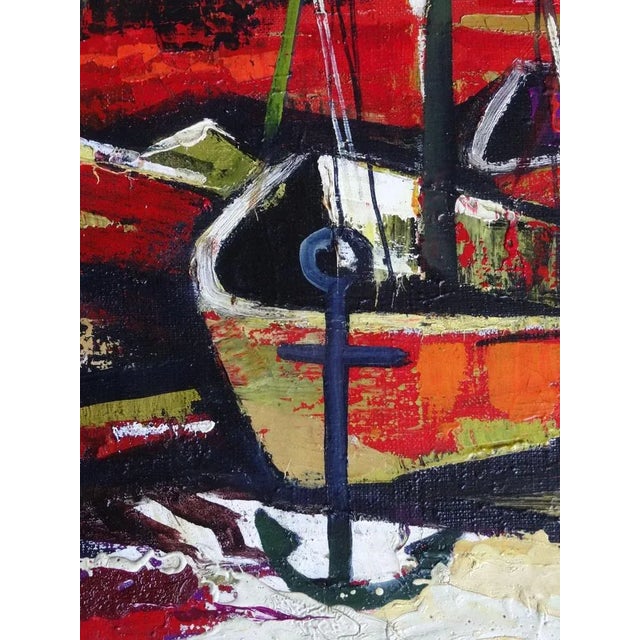 Valters Uzticis, Boats, 1980, Oil on Canvas For Sale - Image 4 of 8