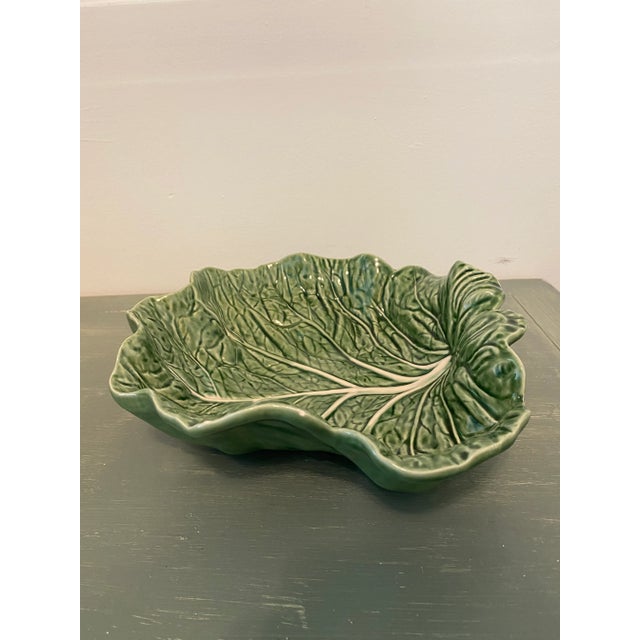 Bordallo Pinheiro Vintage Bordallo Pinheiro Cabbage Leaf Serving Bowl For Sale - Image 4 of 10
