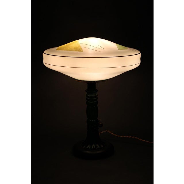 Glass Glass Table Lamp with Glass Shade, 1940s For Sale - Image 7 of 9