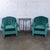 1980’s Art Deco Revival Hollywood Regency Channeled Fan Back Club Chairs W/Teal Chenille Fabric by Perfection Furniture, a Pair For Sale - Image 18 of 18