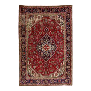 1960s Red Medallion Tabriz Wool Rug With Persian Design