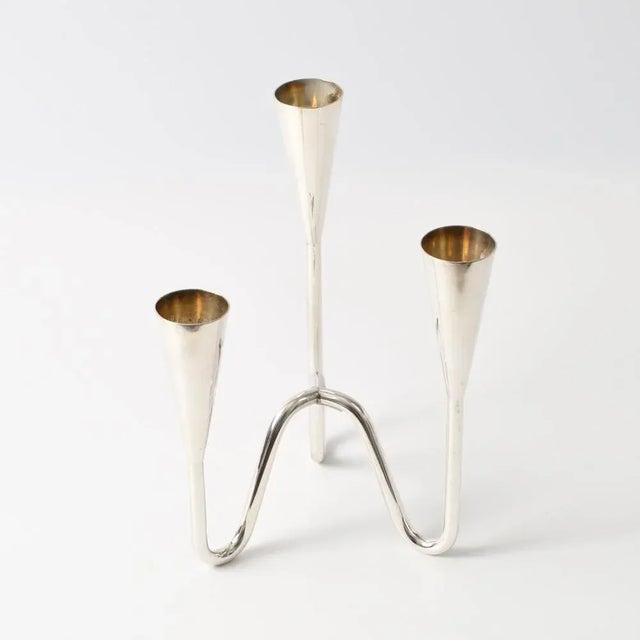 Danish Silver-Plated Candle Holder from DFA, 1960s For Sale - Image 4 of 8