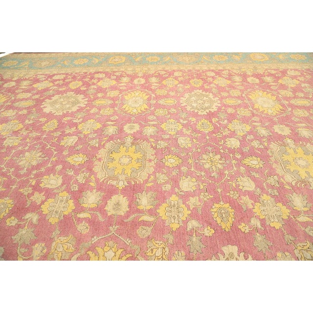 Hot Pink 12x18 Fine Hand-Knotted Afghan Sultanabad Ziegler Rug in Hot Pink & Blue For Sale - Image 8 of 10