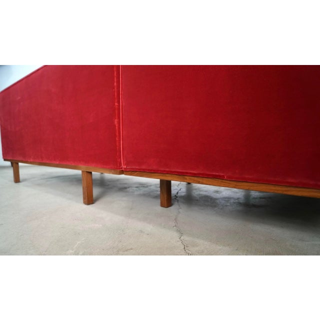 Red 1960’s Mid-Century Modern 2-Piece Walnut Sectional Sofa For Sale - Image 8 of 12
