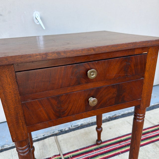 Wood A Antique Walnut and Mahogany Sheraton 2 Drawer Side Table, Circa 1830’s For Sale - Image 7 of 12