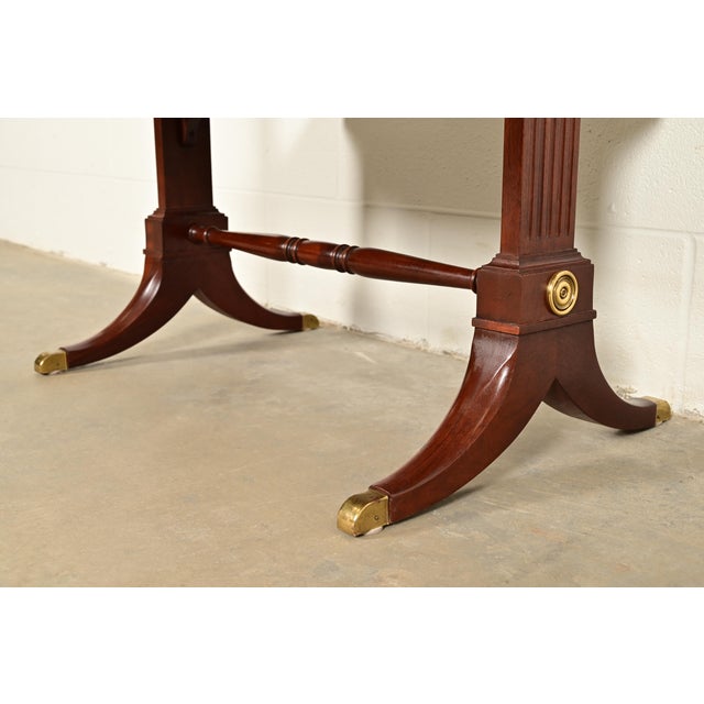 Wood Baker Furniture Regency Banded Flame Mahogany Two-Tier Tea Table or Occasional Side Table For Sale - Image 7 of 12