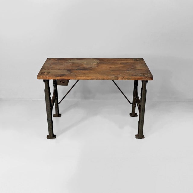 Industrial Italian Industrial Wooden and Cast Iron Console Table, 1800s For Sale - Image 3 of 18