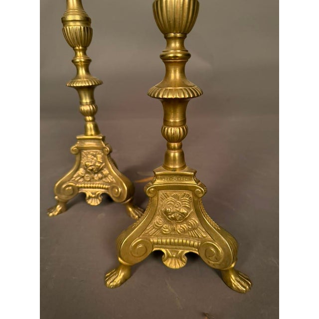 Pair of 19th Century French Gothic Style Bronze Candelabra With Cherub Motifs, Circa 1890 For Sale - Image 16 of 17