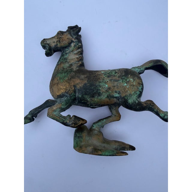 Vintage Han Dynasty Style "Flying Horse of Gansu" Heavy Cast Metal Statue For Sale - Image 4 of 12