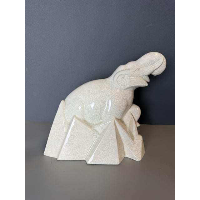 Art Deco Craquele Ceramic Elephant, 1920s-1940s For Sale - Image 6 of 9