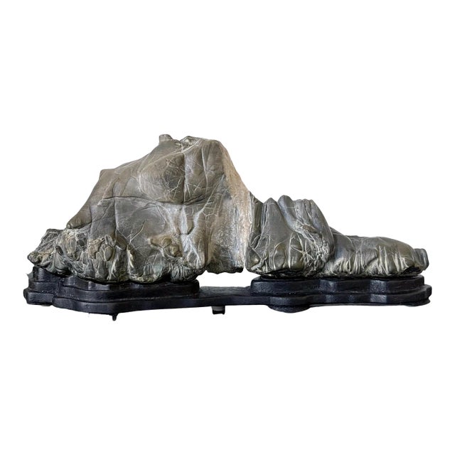 Mid 19th Century Chinese Mountain Form Scholar Stone with Display Stand For Sale
