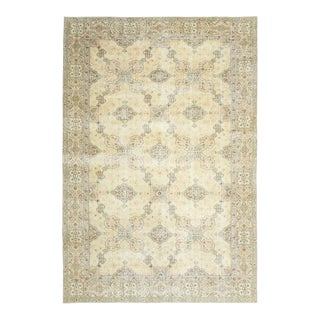 1970s Vintage Turkish Oushak Handmade Wool Cotton Orange Area Rug For Sale