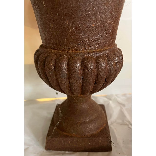Small Vintage Classic Design Rustic Cast Iron Garden Urn Planter For Sale - Image 4 of 6