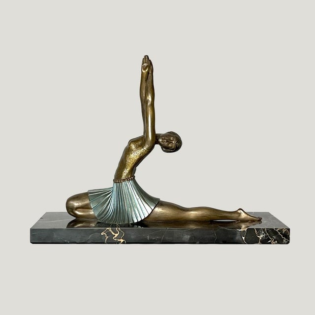 Black Ghanu Gantcheff, Dancing Ballerina, 1931, Bronze on Marble Base For Sale - Image 8 of 9
