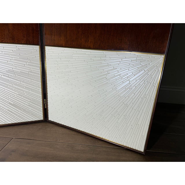 This is a beautiful mahogany wood room divider screen from Baker Furniture Company. Made in the USA and crafted with solid...