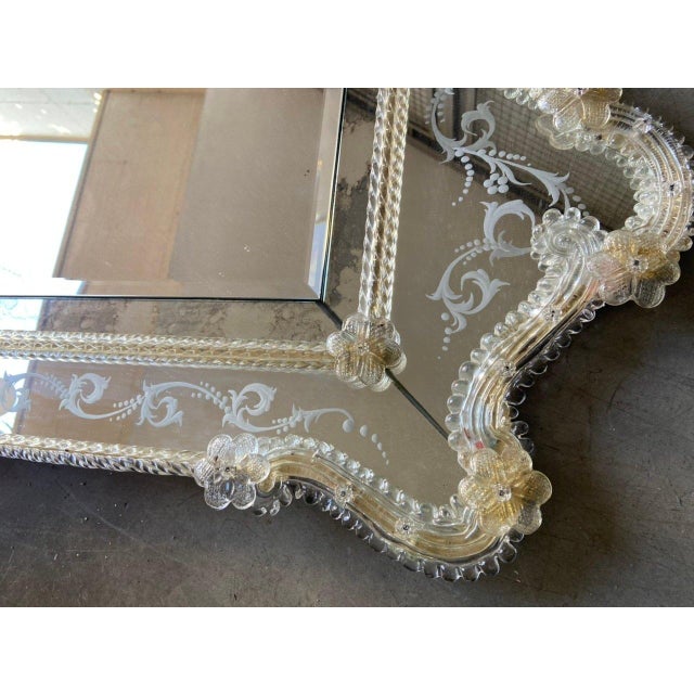 Large Venetian Murano Glass Wall Mirror, 1960s For Sale - Image 6 of 10
