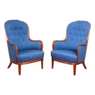Vintage Swedish Carl Malmsten Lounge Chairs, a Pair For Sale