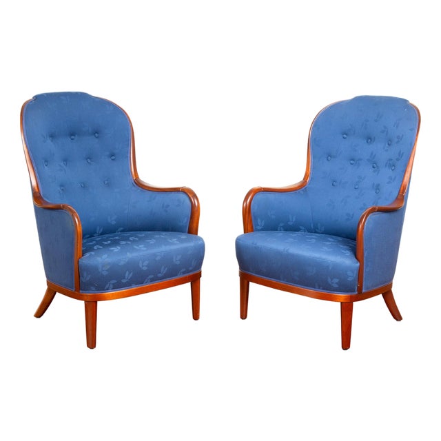 Vintage Swedish Carl Malmsten Lounge Chairs, a Pair For Sale