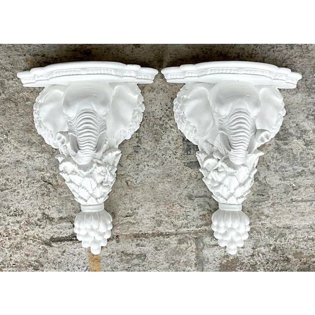 Boho Chic Vintage Boho Elephant Brackets - a Pair For Sale - Image 3 of 4