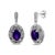 Contemporary .925 Sterling Silver Diamond Accent and 8x6mm Purple Oval Amethyst Stud Earrings, A Pair (I-J Color, I1-I2 Clarity) For Sale - Image 3 of 5