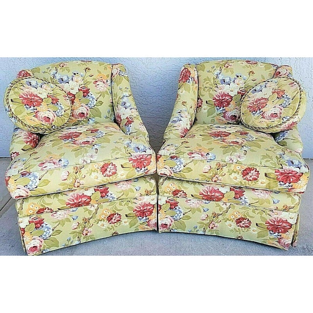Century Furniture Company Floral Tropical Upholstered Skirted Club