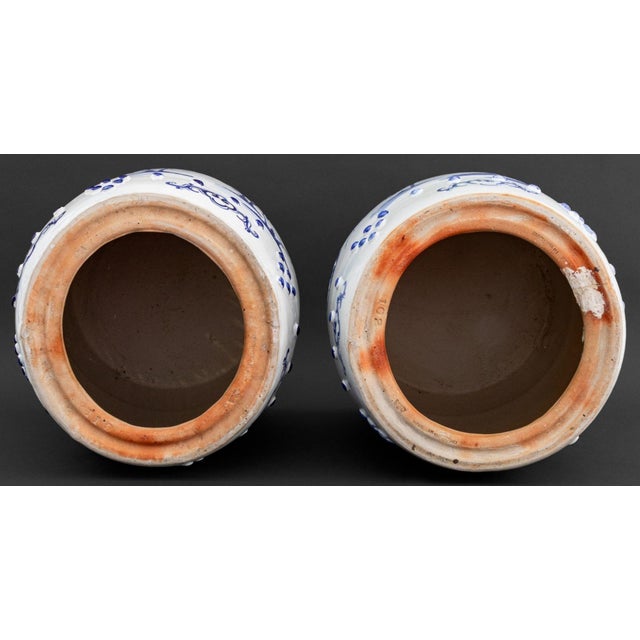 Thai Chinese Style Blue & White Ceramic Stools, 2 For Sale - Image 4 of 6