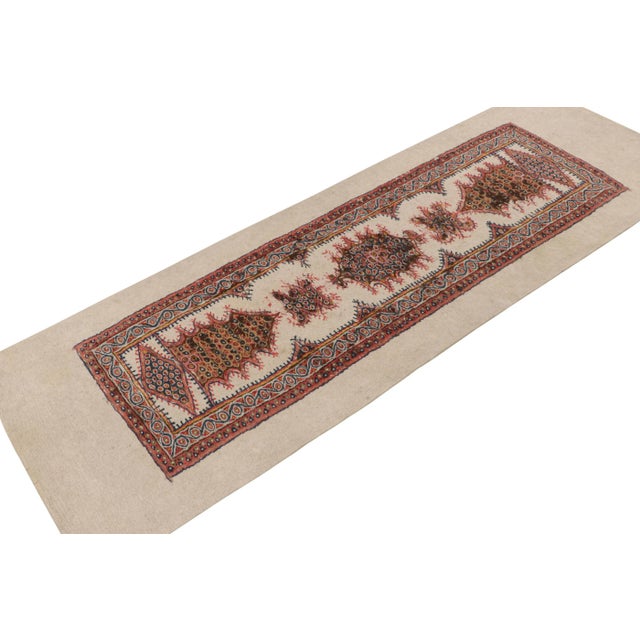 Rug & Kilim 1950s Vintage Felted Persian Kilim With Geometric Patterns on Beige, by Rug & Kilim For Sale - Image 4 of 7