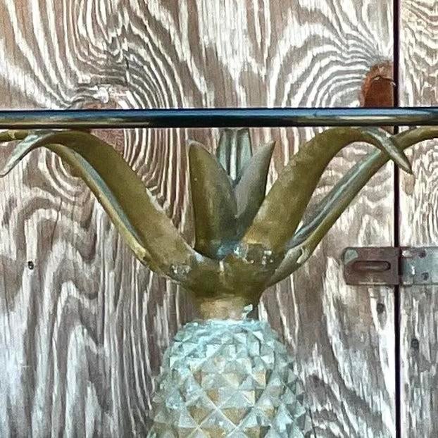 Mid 20th Century Vintage Boho Patinated Brass Pineapple Coffee Table For Sale - Image 10 of 13