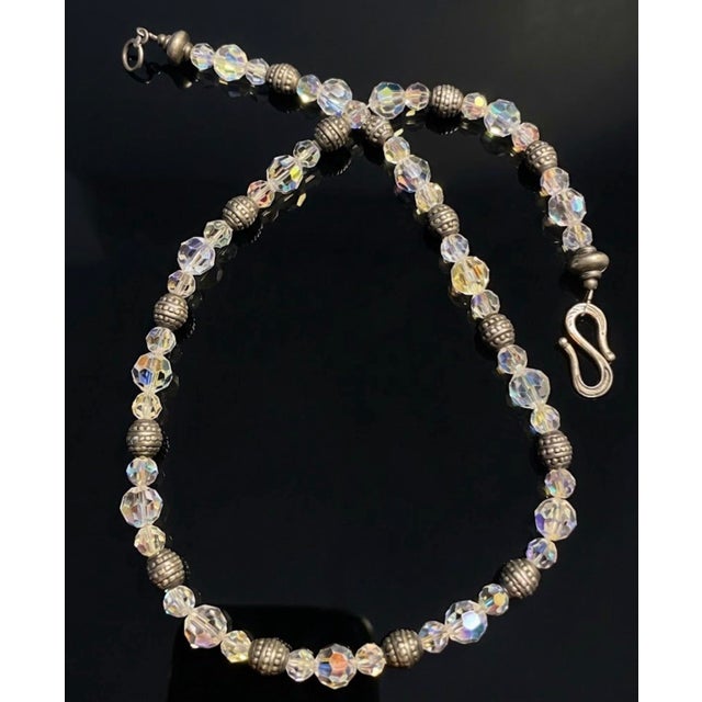 1980s Vintage Aurora Borealis Crystal & Sterling Silver Accent Necklace, Very Fine For Sale - Image 5 of 5