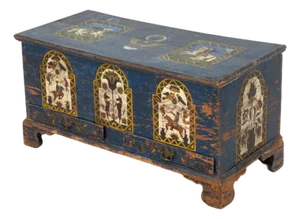 American Polychromed Wood Blanket Chest, Ca. 1800