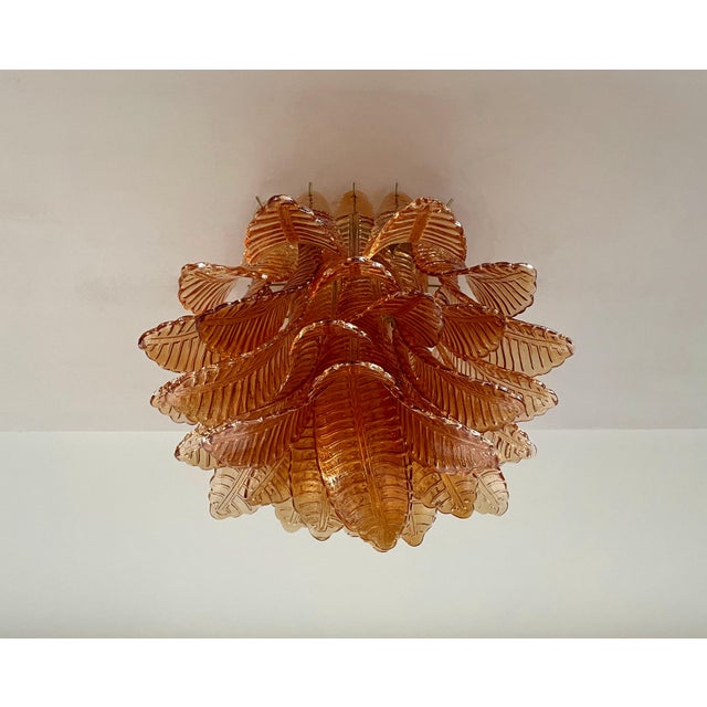 Murano Chandelier from 32 Amber Felci Glasses, 1990 For Sale - Image 4 of 14