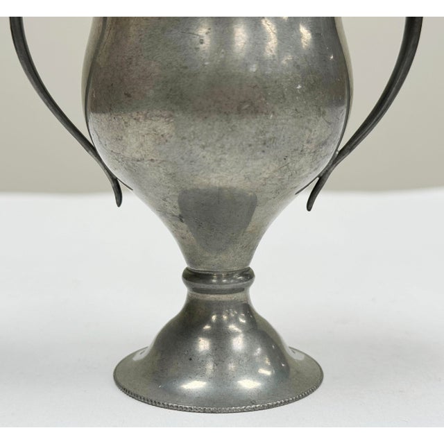 Gray Vintage Petite Pewter Trophy Vase For Sale - Image 8 of 9