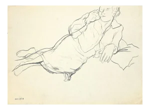 Leo Guida - Lying Figure - Original Charcoal on Paper - 1940s