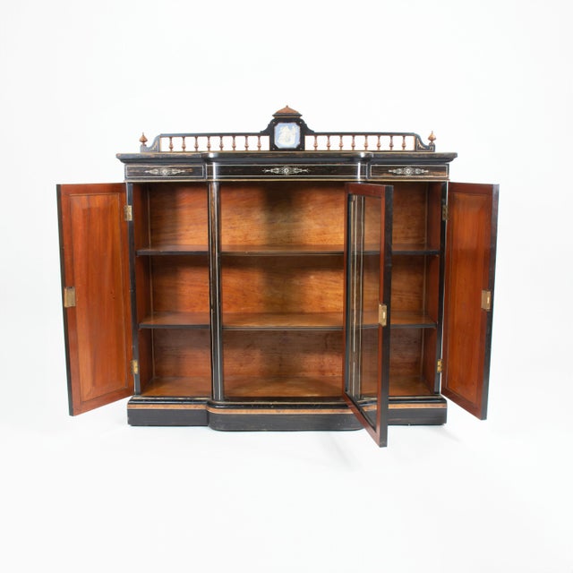 Traditional Early 19th Century English Regency Greek Revival Calamander and Jasperware Cabinet With Ivory Stringing For Sale - Image 3 of 12