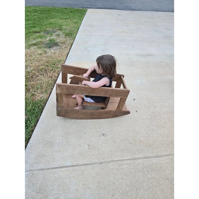 Wood Vintage Mid-Century 3-in-1 Convertible Wooden High Chair, Rocking Horse & Toddler Desk For Sale - Image 7 of 12